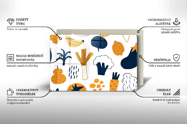 Tűzhelyvédő üveglap Élelmiszer illusztráció