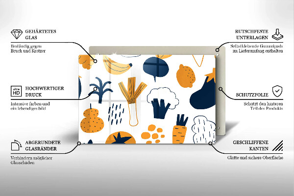 Tűzhelyvédő üveglap Élelmiszer illusztráció