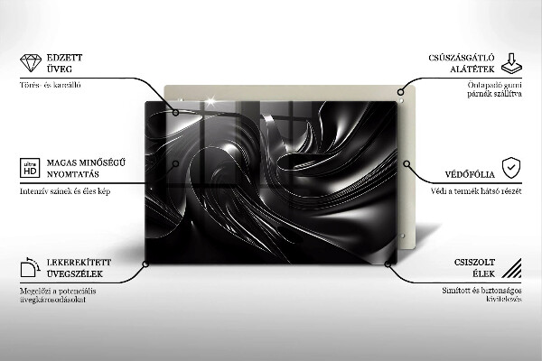 Tűzhelyvédő üveglap Absztrakt fekete massza