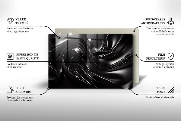 Tűzhelyvédő üveglap Absztrakt fekete massza