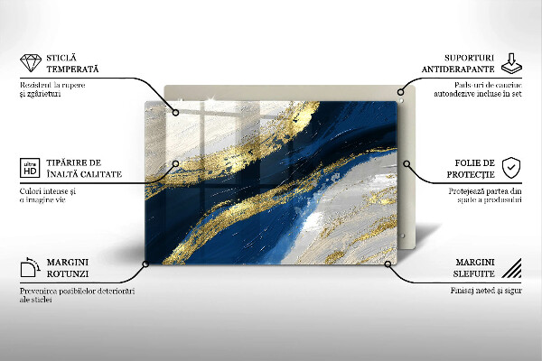 Tűzhelyvédő üveglap Textúra arannyal