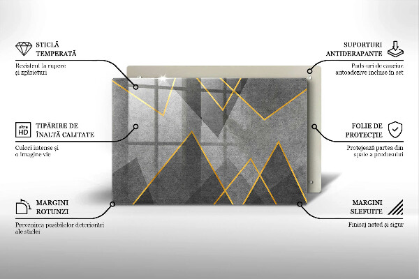 Tűzhelyvédő üveglap Éles formák