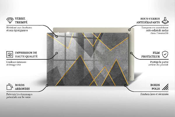 Tűzhelyvédő üveglap Éles formák