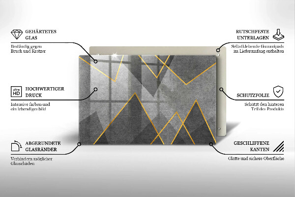 Tűzhelyvédő üveglap Éles formák