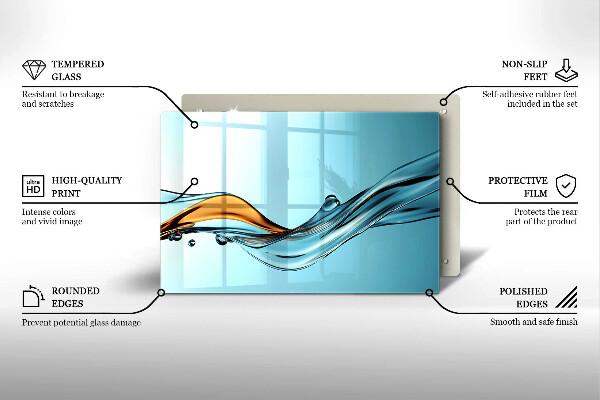 Tűzhelyvédő Víz kék alapon