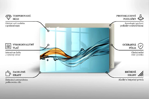 Tűzhelyvédő Víz kék alapon