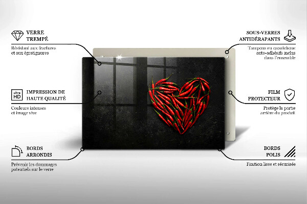 Főzőlap védő üveglap Chili paprika szív