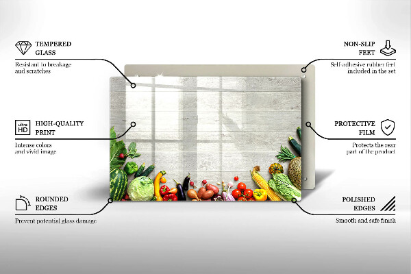 Főzőlap védő üveglap Zöldségek a borítókon