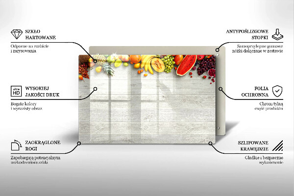 Főzőlap védő üveglap Gyümölcsök a borítókon