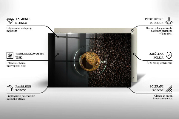 Tűzhelyvédő üveglap Kávé és bab