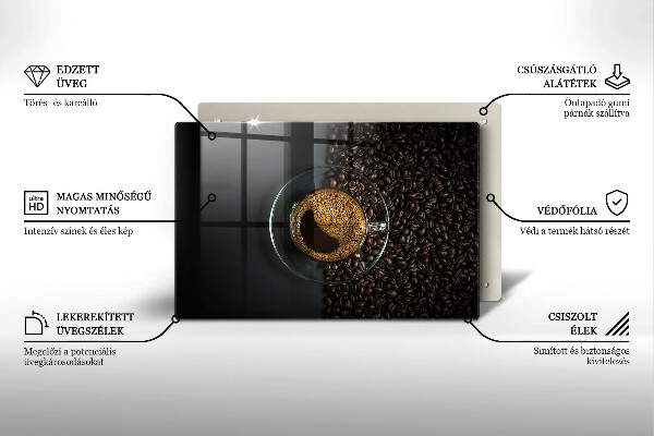 Tűzhelyvédő üveglap Kávé és bab