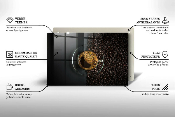 Tűzhelyvédő üveglap Kávé és bab