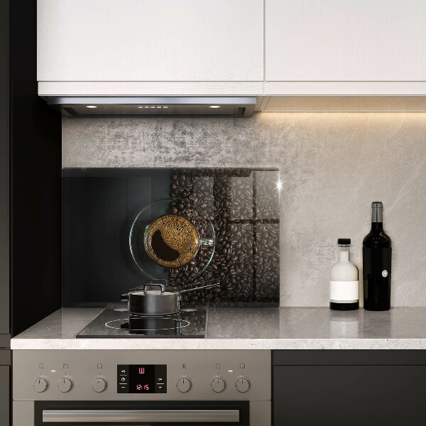 Tűzhelyvédő üveglap Kávé és bab