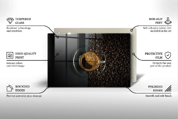 Tűzhelyvédő üveglap Kávé és bab