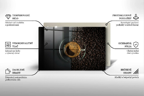 Tűzhelyvédő üveglap Kávé és bab