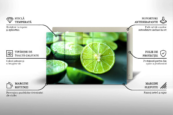Tűzhelyvédő üveglap Lime citrus