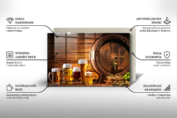 Tűzhelyvédő üveglap Hordó sör