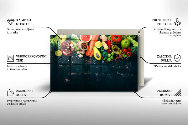 Tűzhelyvédő üveglap Gyümölcsök és zöldségek