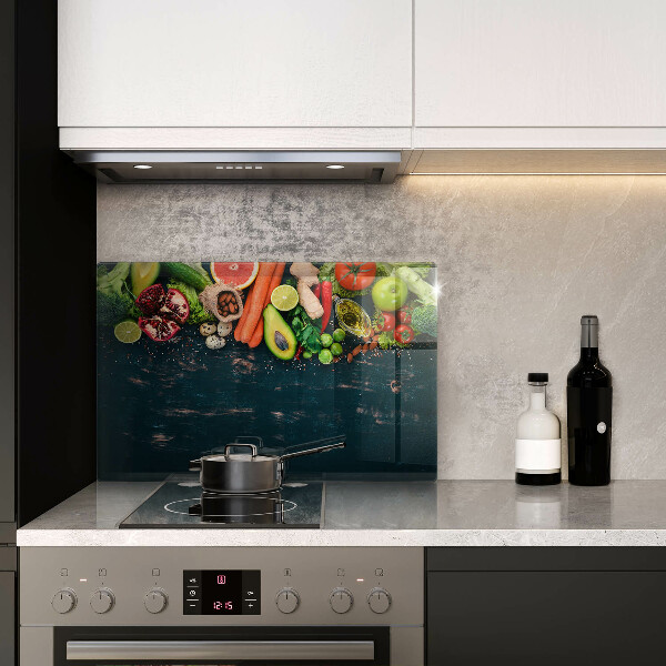 Tűzhelyvédő üveglap Gyümölcsök és zöldségek