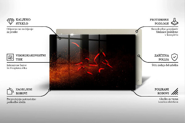 Tűzhelyvédő üveglap Csípős chili paprika