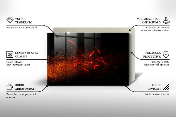 Tűzhelyvédő üveglap Csípős chili paprika