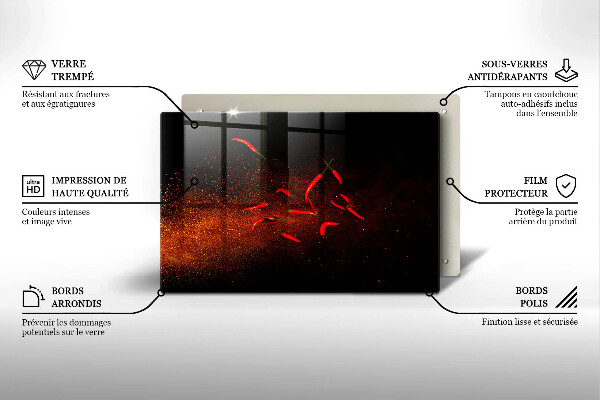 Tűzhelyvédő üveglap Csípős chili paprika