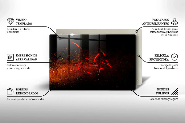 Tűzhelyvédő üveglap Csípős chili paprika