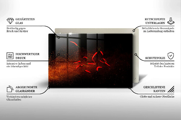 Tűzhelyvédő üveglap Csípős chili paprika