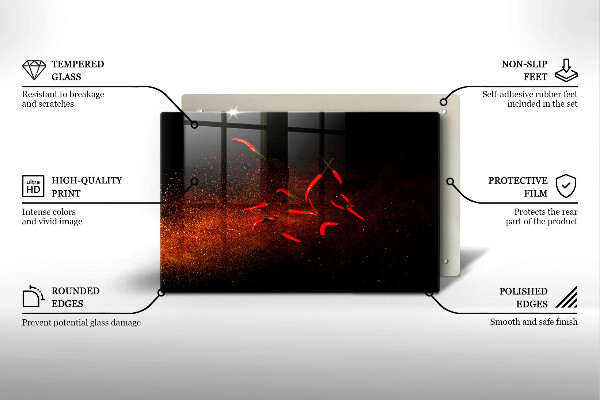 Tűzhelyvédő üveglap Csípős chili paprika