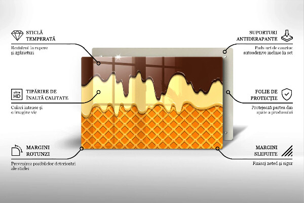Tűzhelyvédő üveglap Fagylalt tölcsér illusztráció
