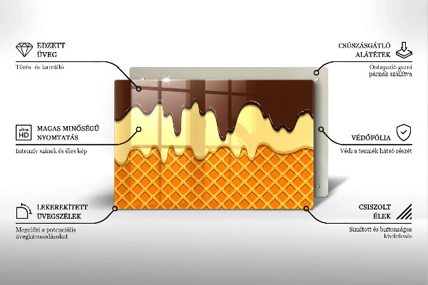 Tűzhelyvédő üveglap Fagylalt tölcsér illusztráció
