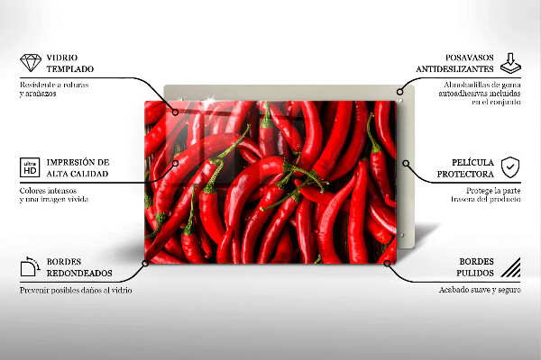 Tűzhelyvédő üveglap Csípős chili paprika