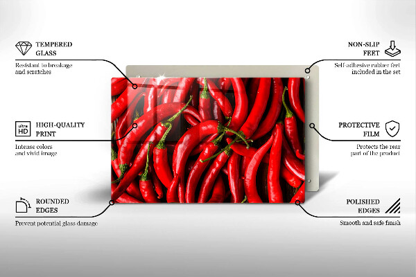 Tűzhelyvédő üveglap Csípős chili paprika