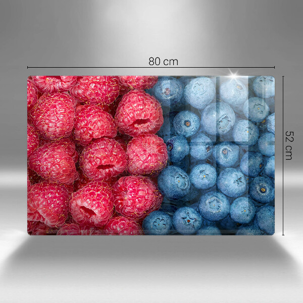 Tűzhelyvédő üveglap Málna és áfonya gyümölcsök