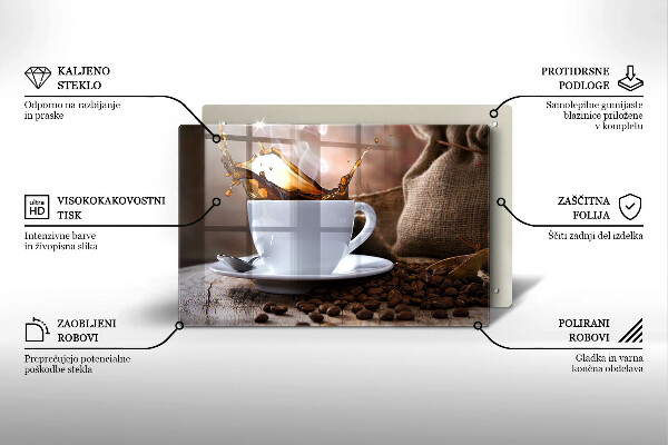 Tűzhelyvédő üveglap Csésze és kávébab