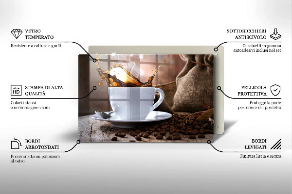 Tűzhelyvédő üveglap Csésze és kávébab