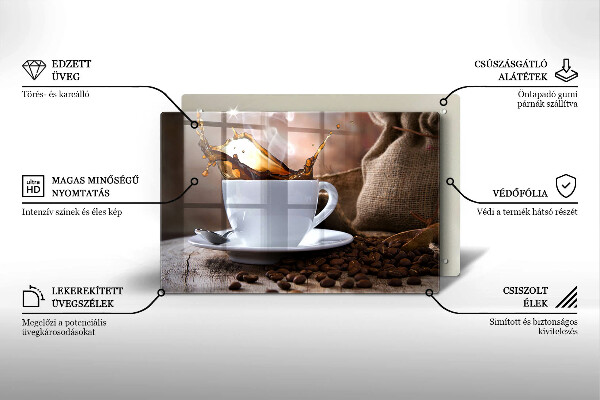 Tűzhelyvédő üveglap Csésze és kávébab