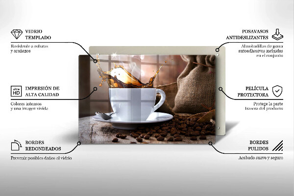 Tűzhelyvédő üveglap Csésze és kávébab