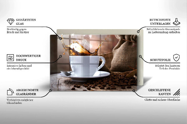 Tűzhelyvédő üveglap Csésze és kávébab