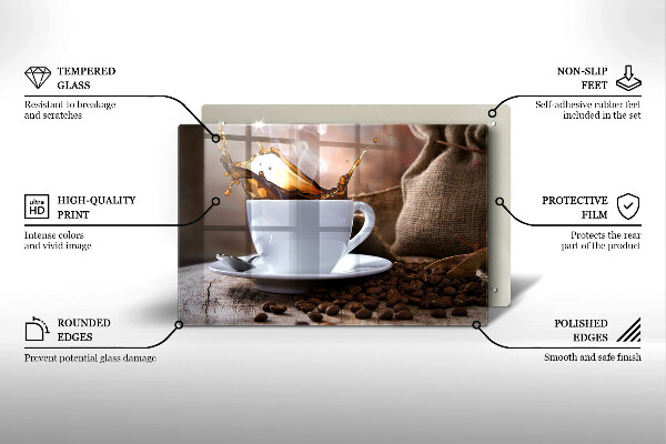 Tűzhelyvédő üveglap Csésze és kávébab