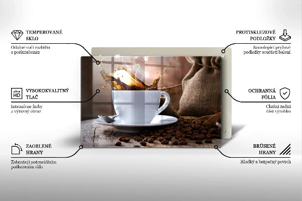 Tűzhelyvédő üveglap Csésze és kávébab
