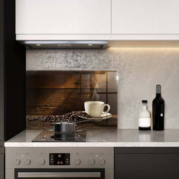 Tűzhelyvédő üveglap Fa kávéscsésze