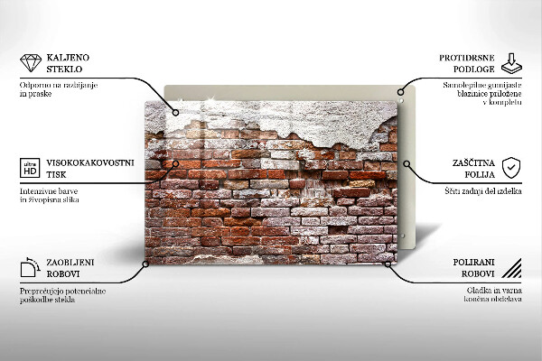 Tűzhelyvédő üveglap Régi tégla és beton fal