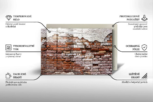 Tűzhelyvédő üveglap Régi tégla és beton fal