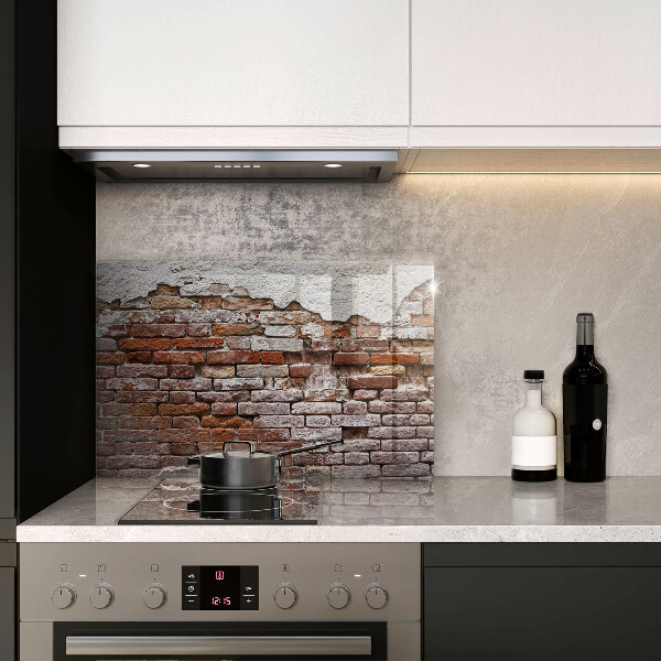 Tűzhelyvédő üveglap Régi tégla és beton fal