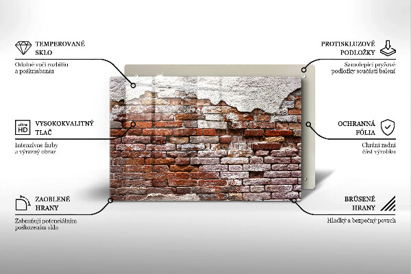Tűzhelyvédő üveglap Régi tégla és beton fal