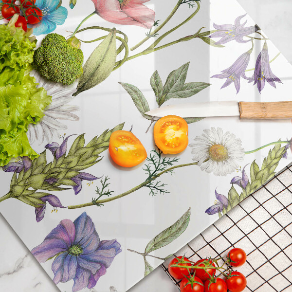 Főzőlap védő üveglap Virágok illusztráció