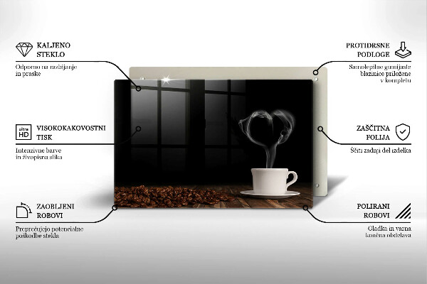Főzőlap védő üveglap Kávéscsésze szív