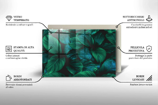 Főzőlap védő üveglap Dzsungel levelei