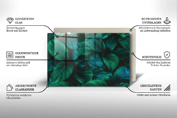 Főzőlap védő üveglap Dzsungel levelei